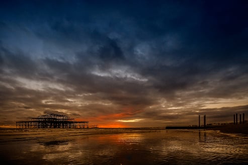 sunset at brighton pier
