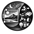 Circular icon showing a split image transitioning from color to grayscale, with monochrome editing symbols like teardrops and film strip